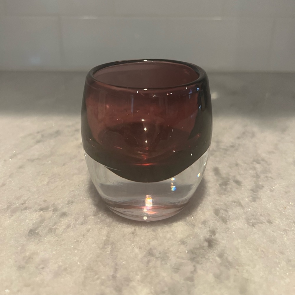 New Anthropologie purple thick glass candle holder/votive